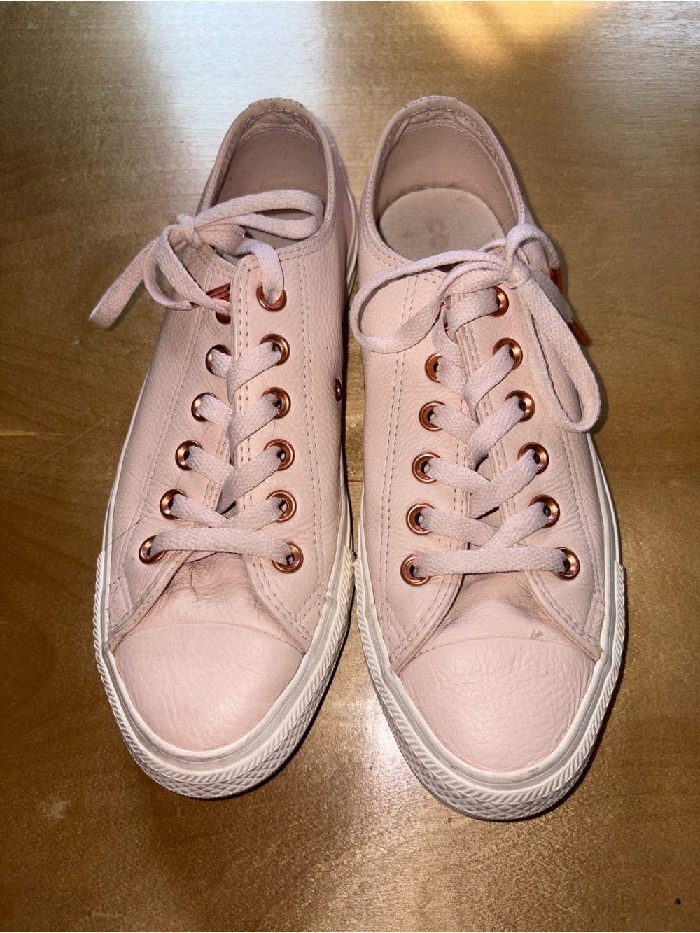 Converse Women's Light Pink Leather Low-Top Sneakers with Rose Gold Eyelets